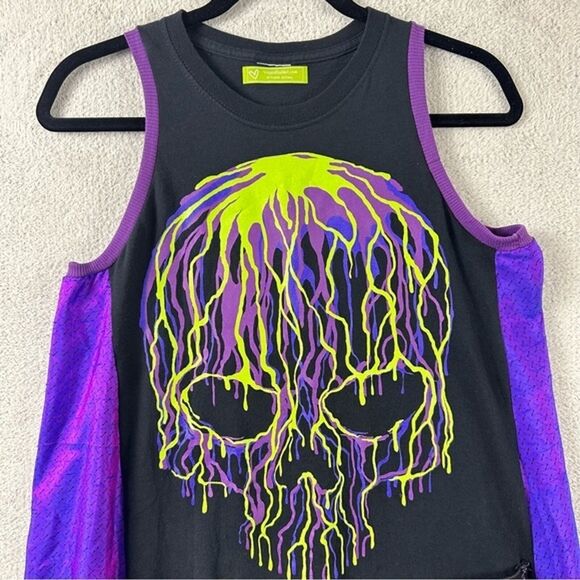 Skull Colorful Fairygoth Punk Whimsical Tank Dress Vegas Rabbit S/M - Picture 3 of 10